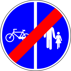 End of the divided path for pedestrians and cyclists