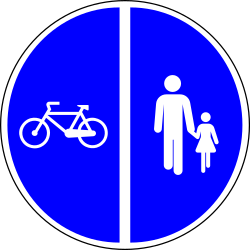 Path for cyclists and pedestrians divided is compulsory