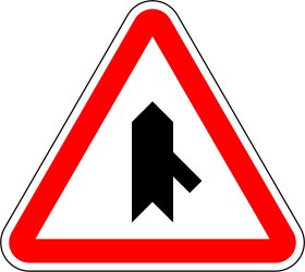 Crossroad with sharp side road on right side