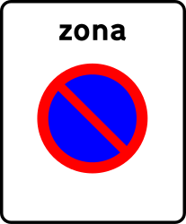 Begin of zone where parking is prohibited