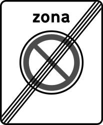 End of the zone where parking is prohibited