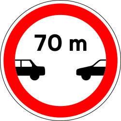 Leaving less distance than indicated prohibited
