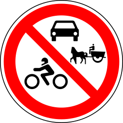 Motorcycles, cars and horse carts prohibited