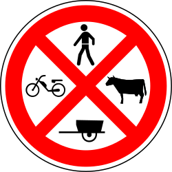 Pedestrians, mopeds, cattle and handcarts prohibited