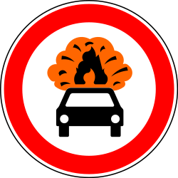 Vehicles with explosive materials prohibited