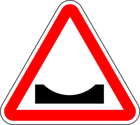 Warning for a dip in the road