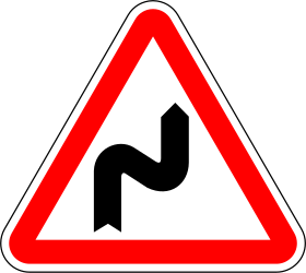 Road bends right then left