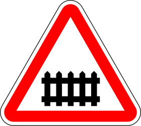 Railroad crossing ahead with barriers