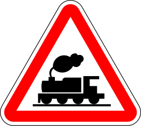 Rail crossing without barriers ahead