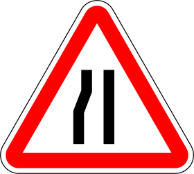Road narrows on the left