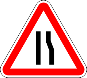 Road gets narrow on the right side