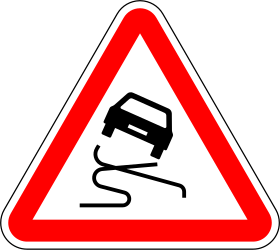 Slippery road surface ahead