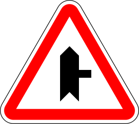 Side road on the right warning