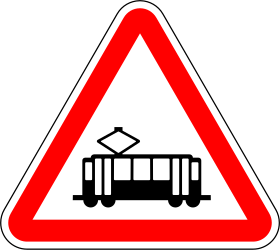 Warning for rail vehicle - trams